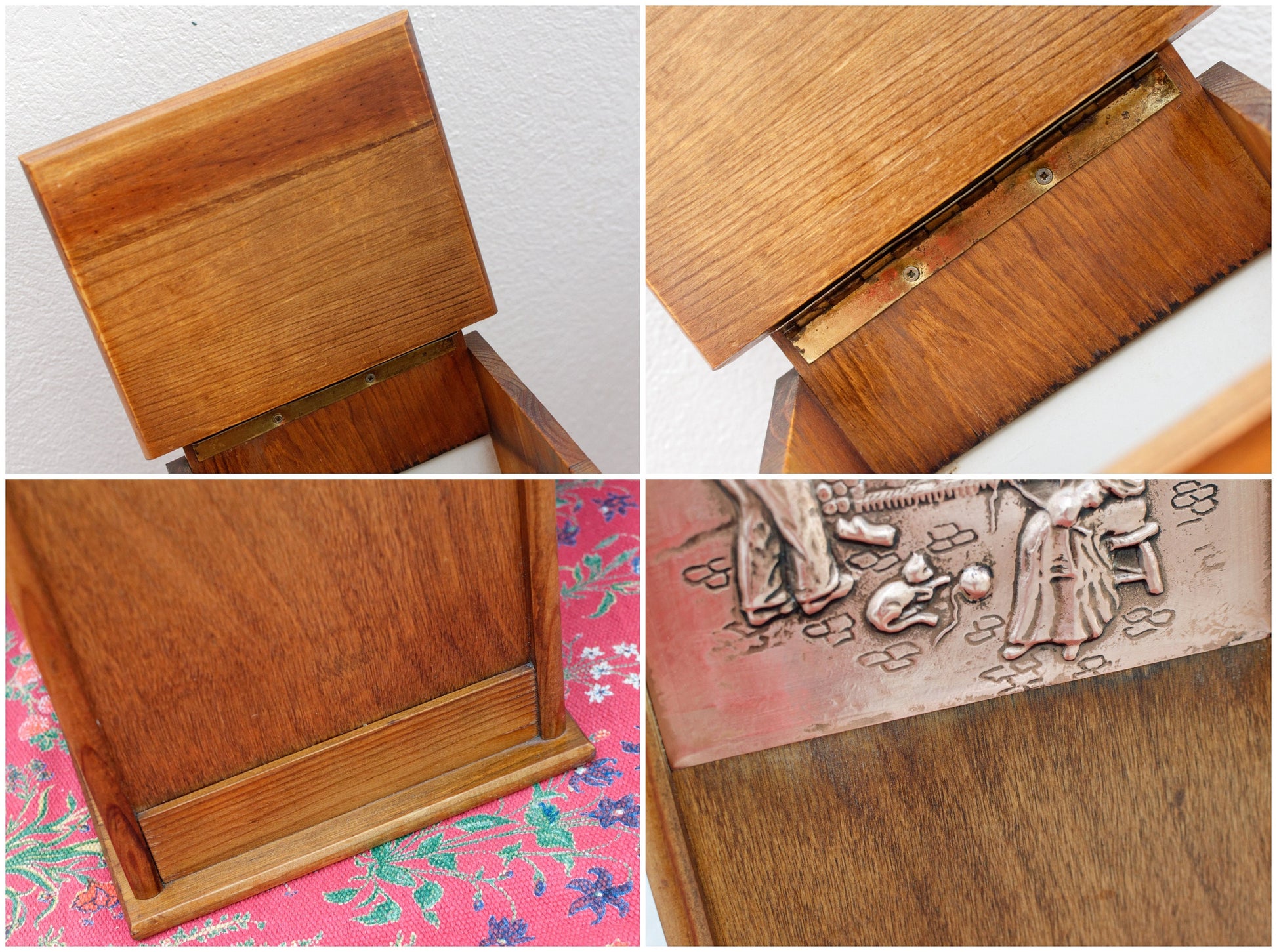 French Vintage Tall Wooden Bread Box Baguette Storage Hutch Huche à Pain