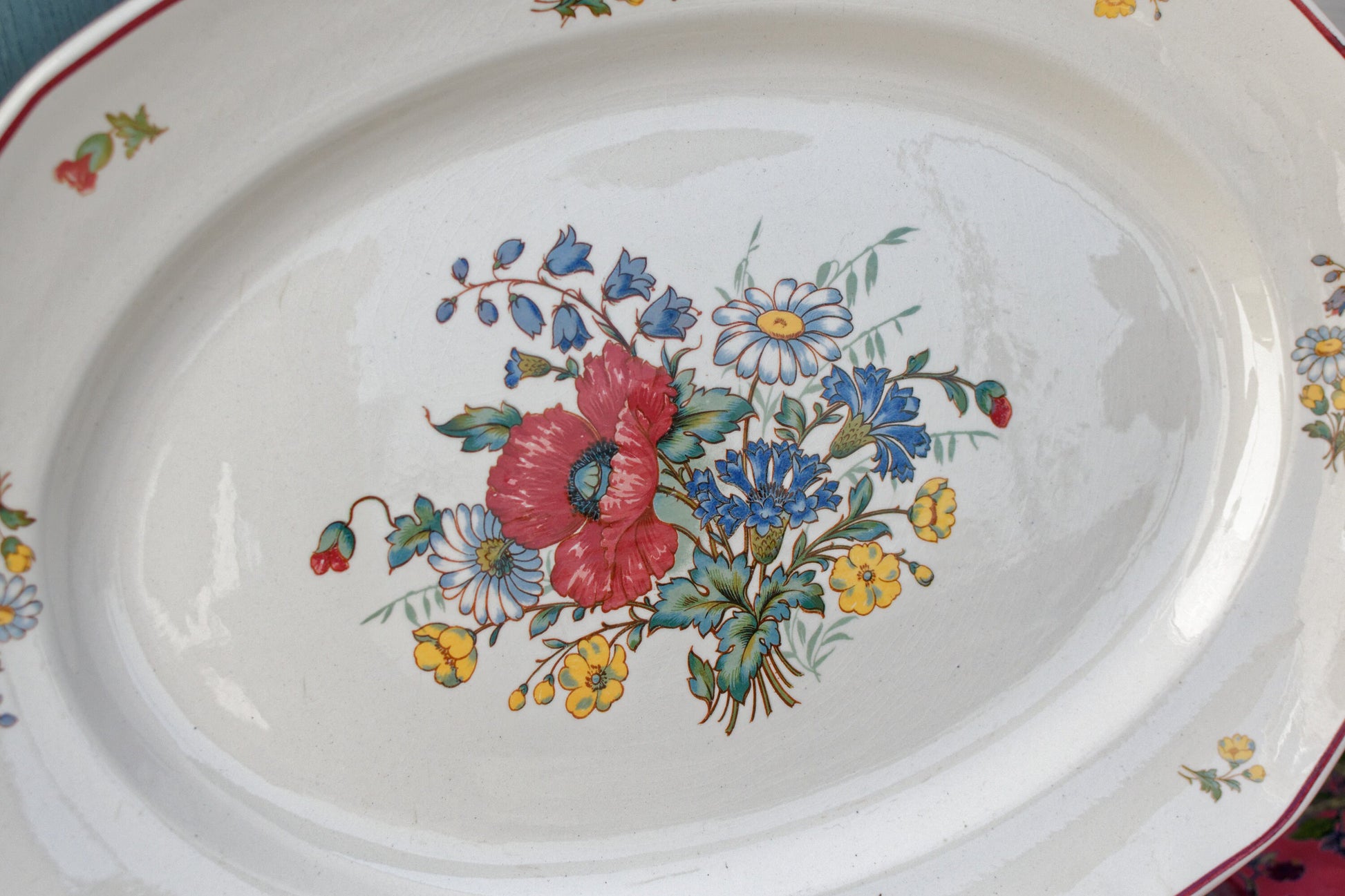 French Ironstone Floral Plate OLD ABBEY WARE Fleurs Des Champs V & B.M SAAR Basin 1584 Villeroy & Boch Terre de Fer