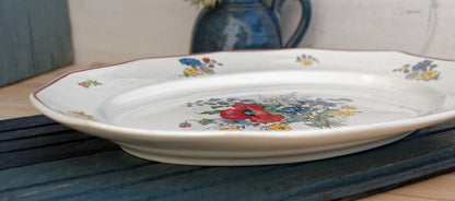 French Ironstone Floral Plate OLD ABBEY WARE Fleurs Des Champs V & B.M SAAR Basin 1584 Villeroy & Boch Terre de Fer